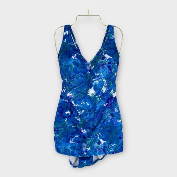 Robby Len Vintage Union One Piece Skirted Shorts Swimsuit Pinup 50s Retro 16 - Picture 1 of 9
